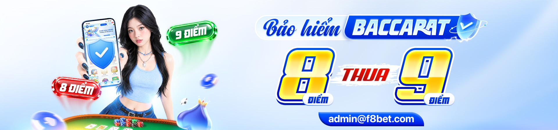 f8bet banner bảo hiểm cược game baccarat
